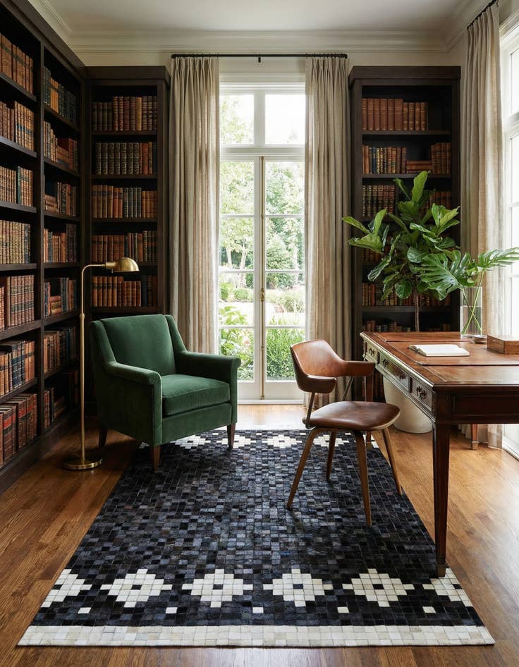 Detail image of 5' 2 x 8' 1 Cowhide Stocks Rug