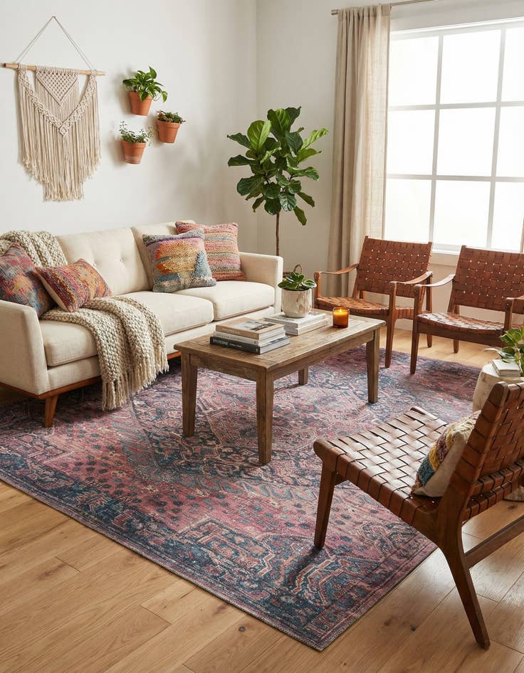 Detail image of  7' 3 x 7' 3  Washable Maahru Square Rug