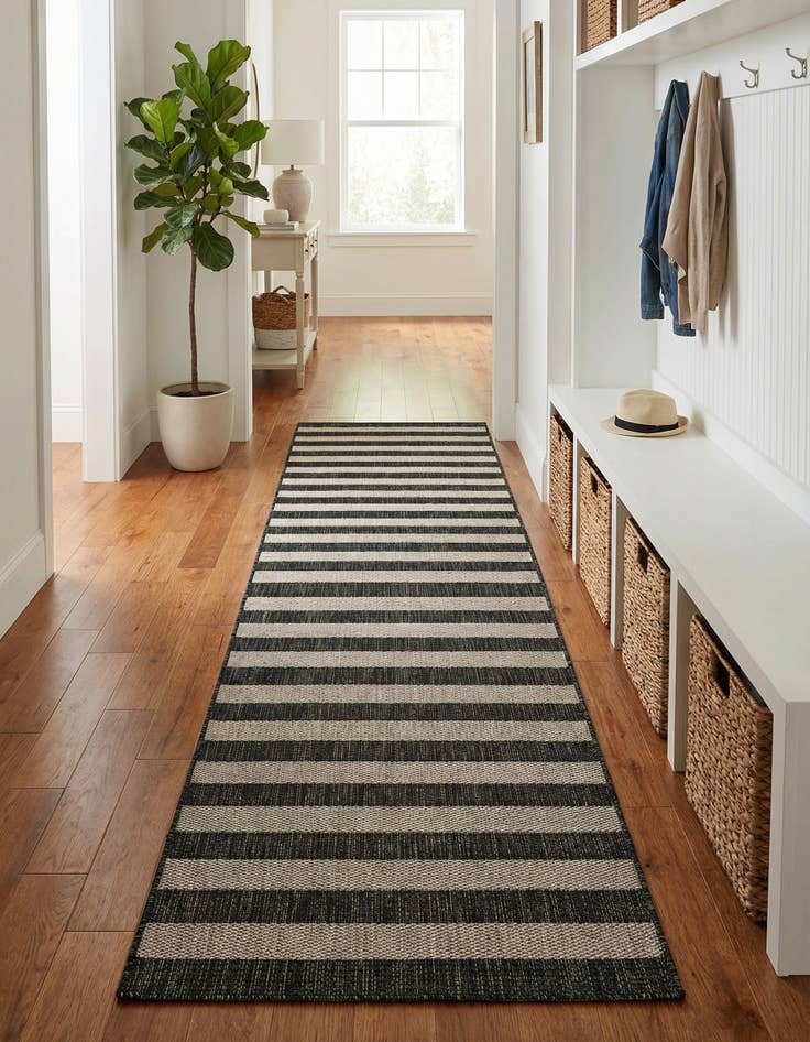 Detail image of 2' 7 x 10'  Washable Striped Indoor / Outdoor Runner Rug