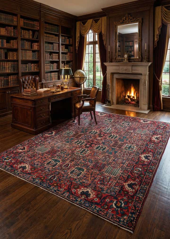 11' x 12' 7 Hand Knotted Bakhtiar Persian Wool Rug
