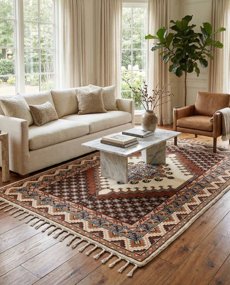 Detail image of 4' 11 x 8' Hand Knotted Moroccan Wool Rug