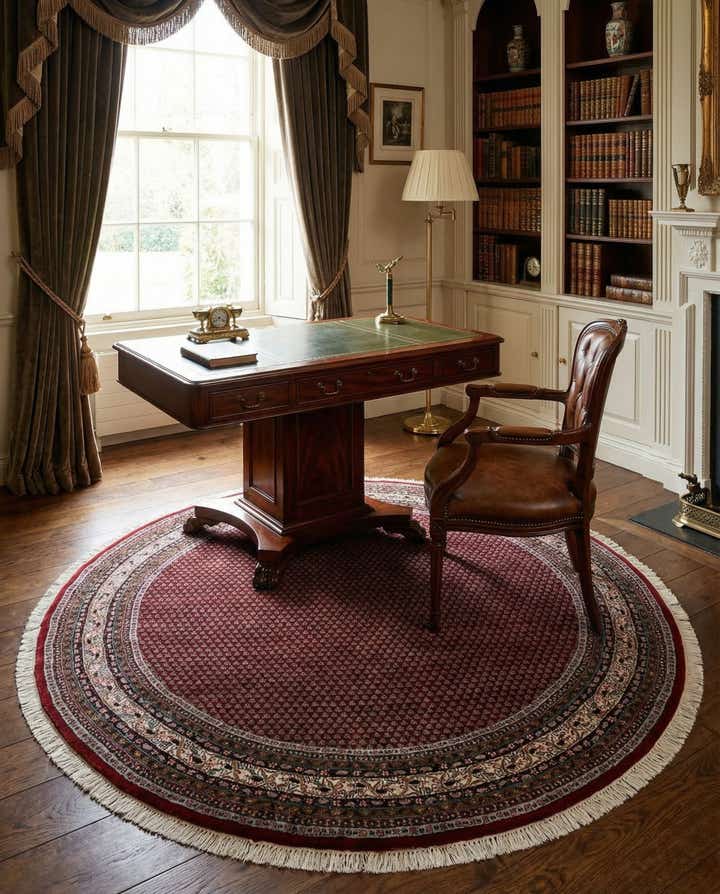 7' 10 x 7' 10 Hand Knotted Mir Wool Round Rug