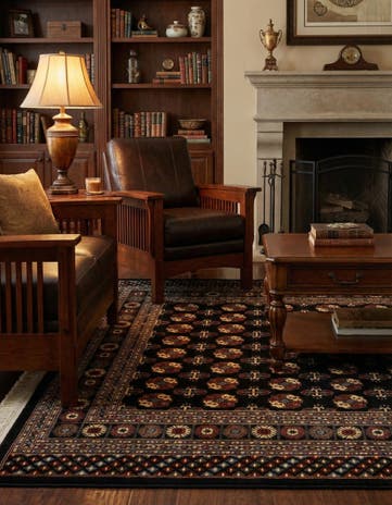 Black Bokhara Square Rug