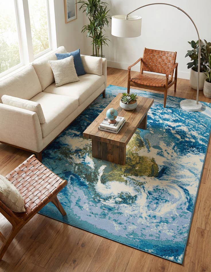 Detail image of 6' 1 x 9'  Washable Modern Indoor / Outdoor Rug