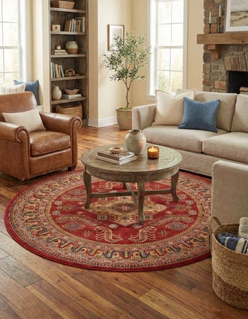 Red Sara Round Rug
