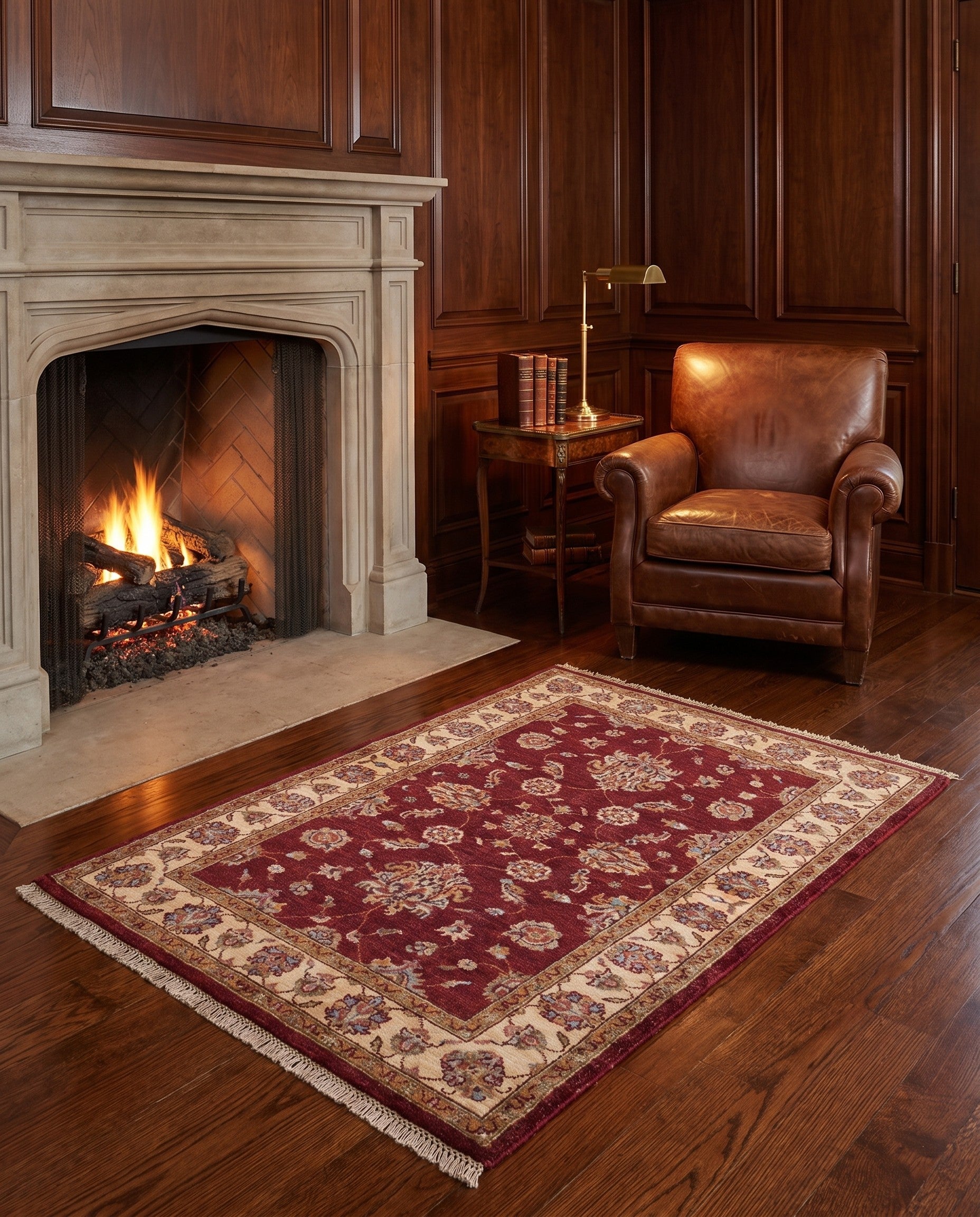 3' 5 x 5' Hand Knotted Ziegler Rug