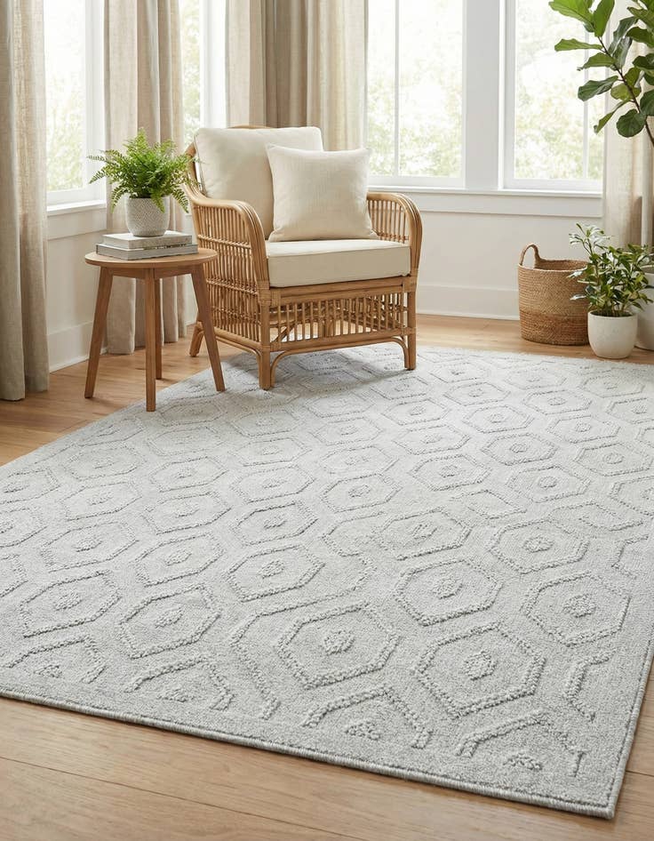 Detail image of  5' 3 x 8'  Washable Trellis Textured Indoor / Outdoor Rug