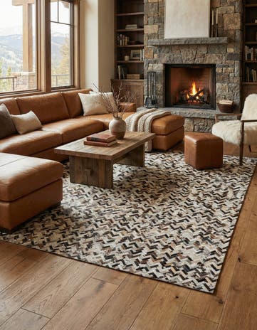8' x 9' 10 Cowhide Leather Rug