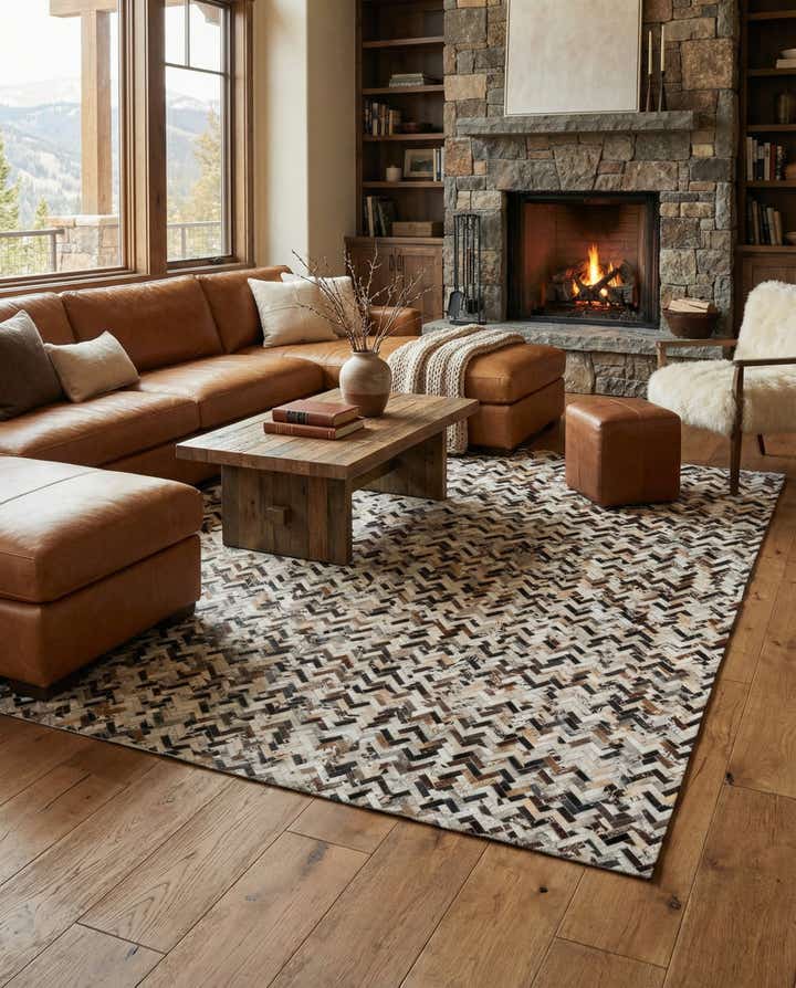 8' x 9' 10 Cowhide Leather Rug