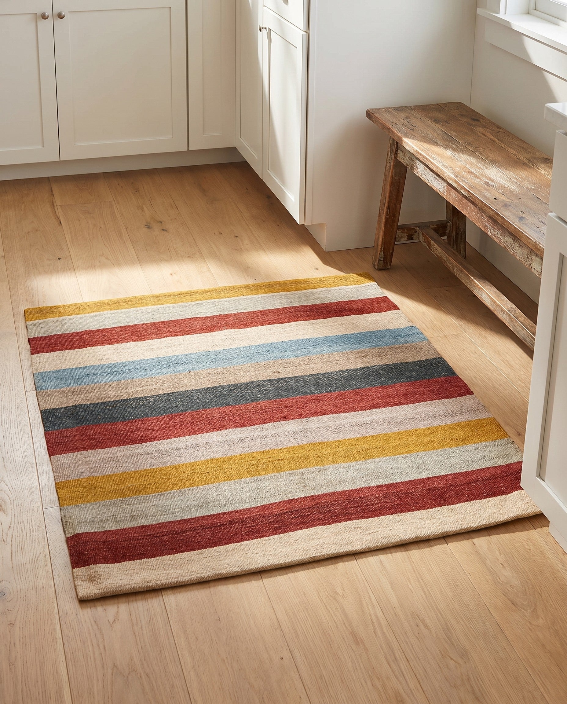 3' 2 x 3' 3 Hand Woven Pillow Wool Square Rug
