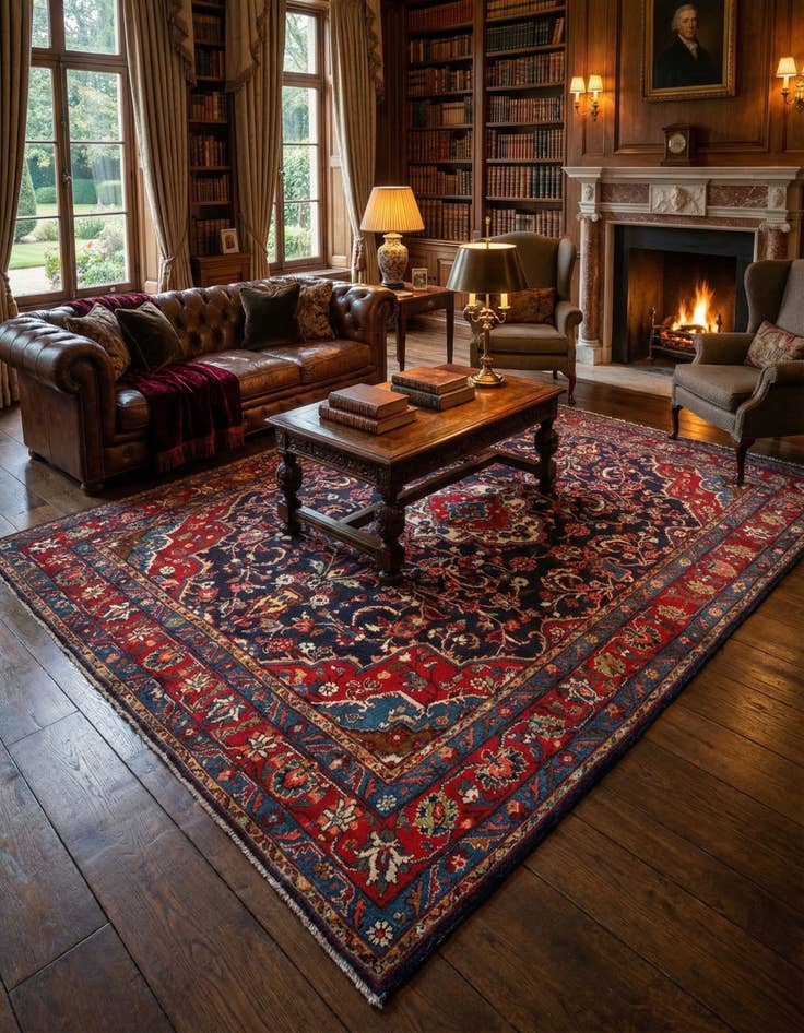 Detail image of 7' 3 x 9' 11 Hamedan Wool Rug