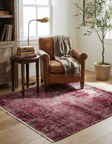 3' 8 x 4' Hand Knotted Ultra Vintage Persian Wool Square Rug
