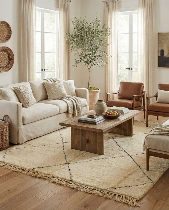 6' 3 x 9' 6 Hand Knotted Moroccan Wool Rug