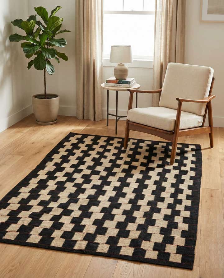 4' 2 x 5' 10 Hand Woven Kilim Modern Wool Rug
