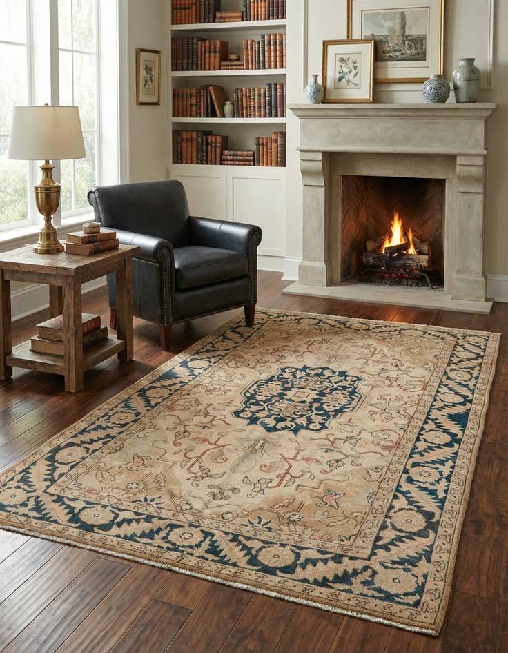 Detail image of 4' 3 x 6' 7  Hand Knotted Tabriz Persian Wool Rug