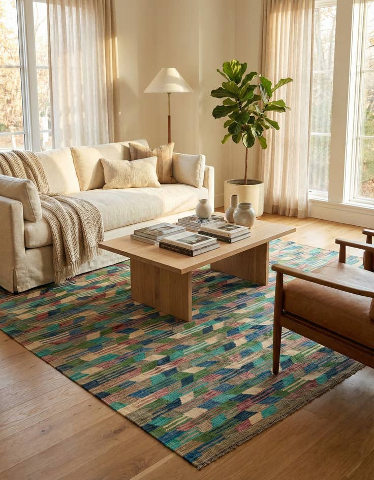 Detail image of 6' 3 x 9' 9 Hand Woven Kilim Modern Wool Rug