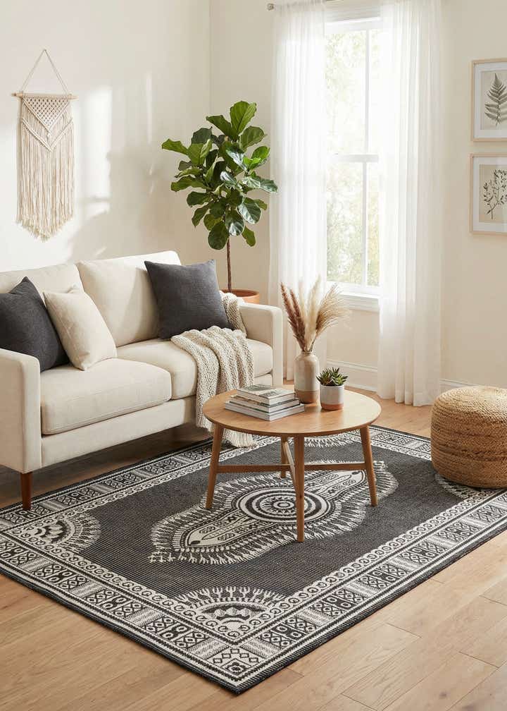 5' 3 x 8' Easy-Clean Traditional Indoor / Outdoor Rug