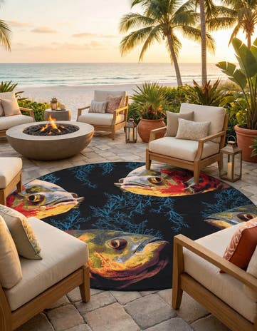 12' x 12' Easy-Clean Coastal Indoor / Outdoor Round Rug