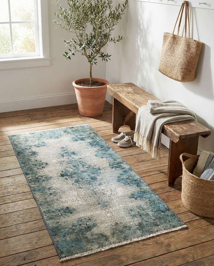 1' 9 x 3' 10 Hand Knotted Ultra Vintage Persian Wool Runner Rug