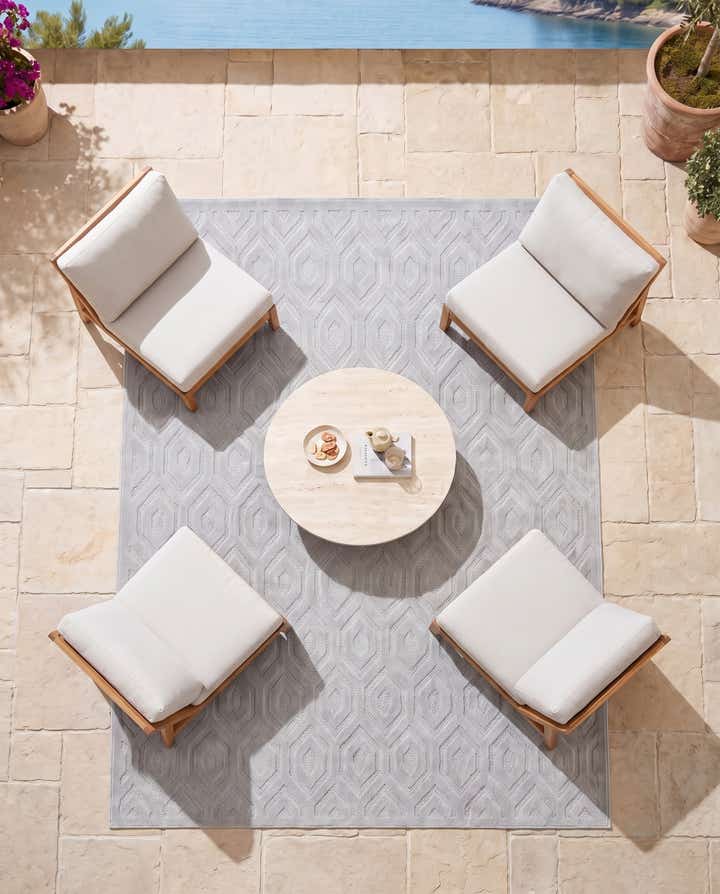 240cm x 240cm Facile à nettoyer Trellis Textured Tapis Intérieur / Extérieur Carré
