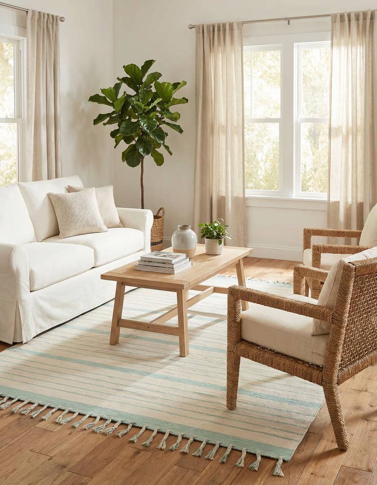 Detail image of  8' x 10'  Hand Woven Chindi Cotton Rug