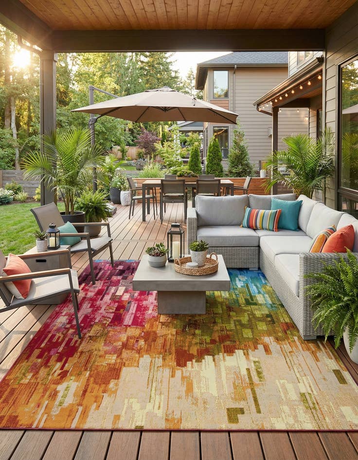 Detail image of 8' x 10'  Washable Modern Indoor / Outdoor Rug