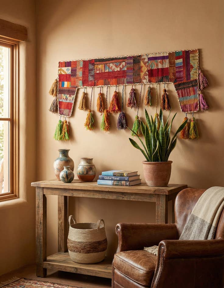 Detail image of 1' 8 x 4' 5  Hand Woven Wall Art Wool Rug