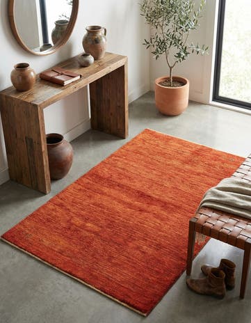 4' 3 x 5' 7 Hand Knotted Gabbeh Persian Wool Rug