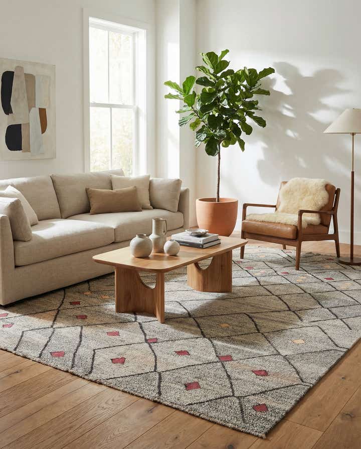 7' 1 x 9' 3 Hand Woven Kilim Modern Wool Rug