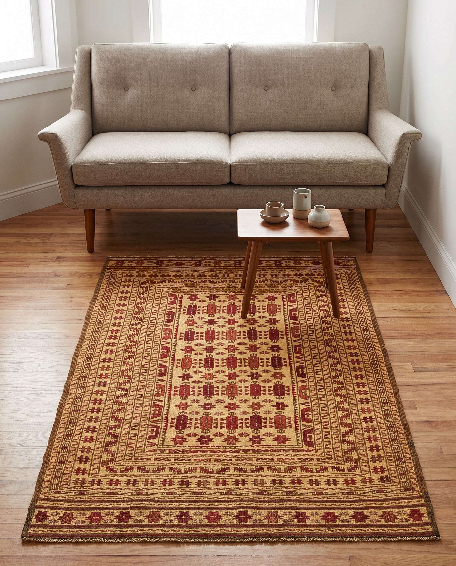 3' 9 x 6' 7 Hand Knotted Sumak Wool Rug