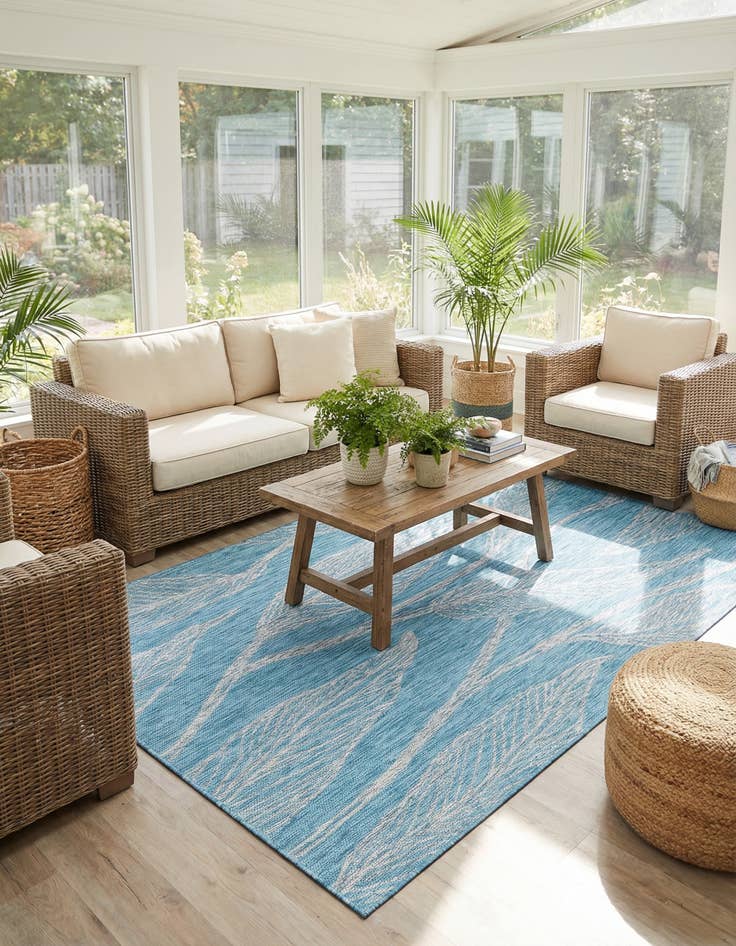 Detail image of 6' x 9'  Washable Botanical Indoor / Outdoor Rug