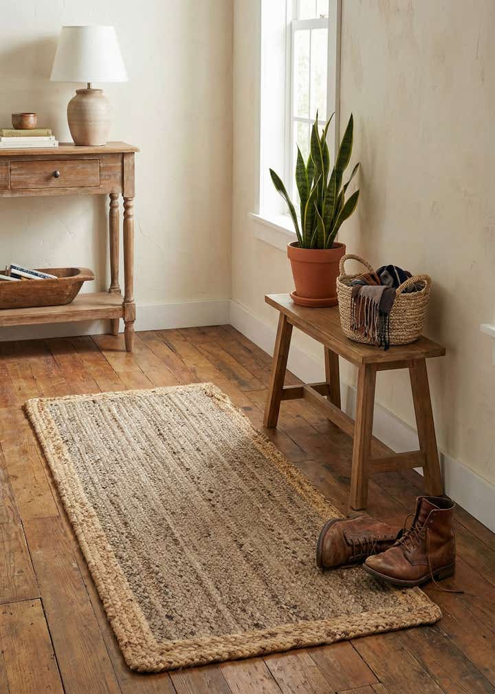 2' x 5' 1 Handmade Braided Jute Runner Rug