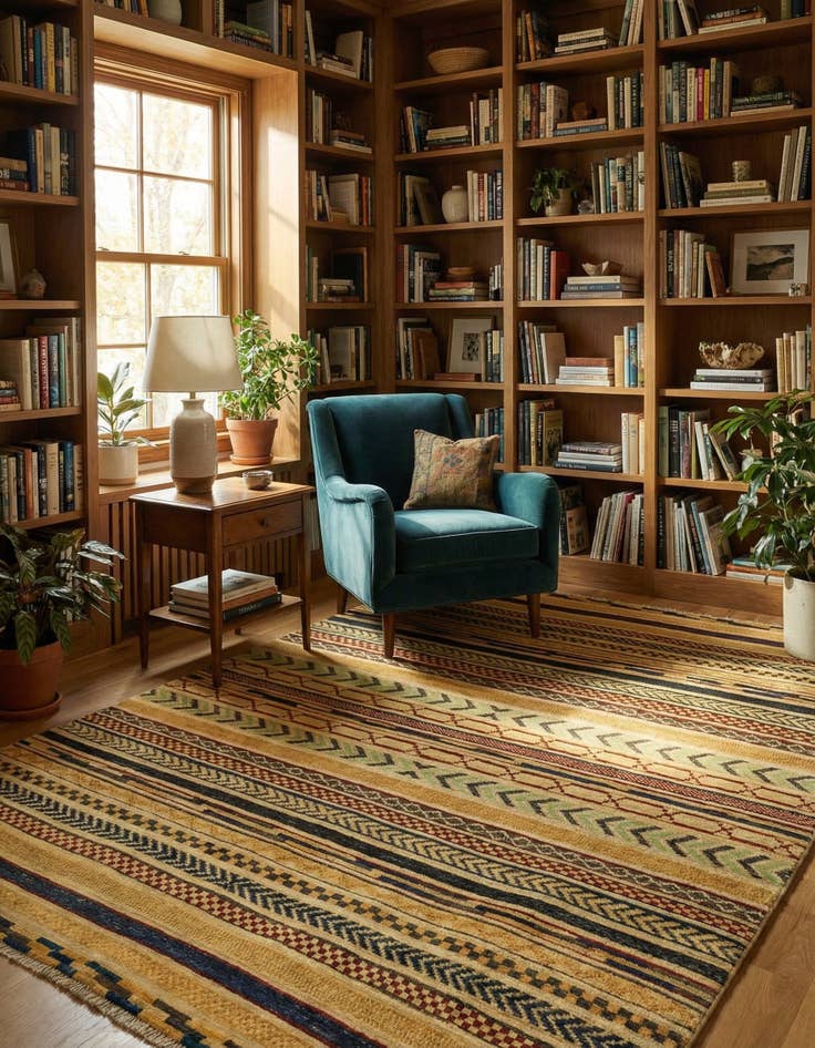 Detail image of 4' x 6'  Hand Knotted Modern Ziegler Rug