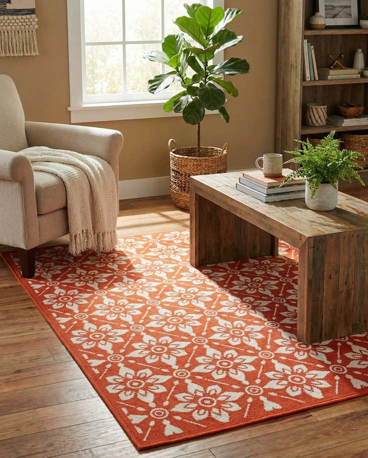 Detail image of 4' x 6' Easy-Clean Trellis Indoor / Outdoor Rug