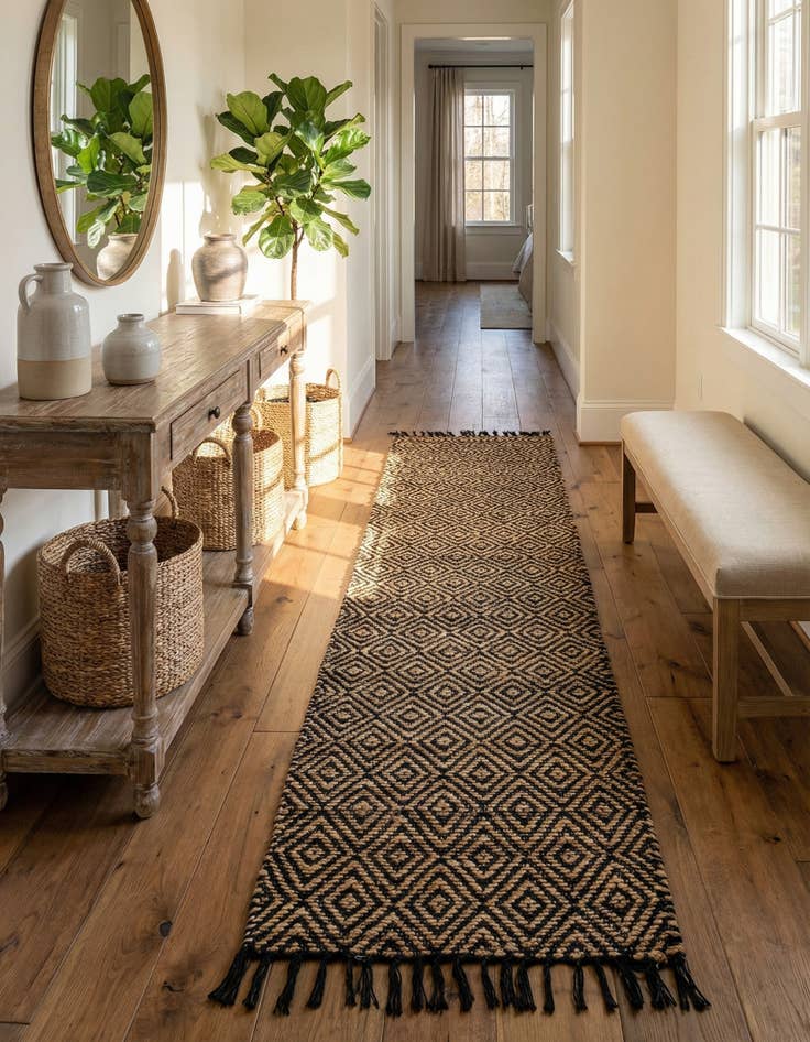 Detail image of  2' 2 x 12'  Hand Woven Braided Jute Runner Rug