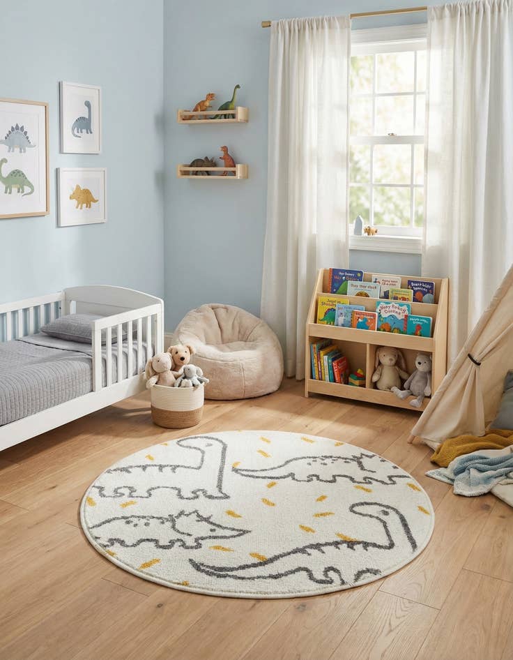 Detail image of 2' 2 x 2' 2 Dinosaur Whimsy Kids Round Rug