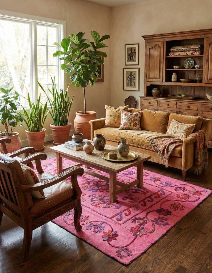 Detail image of 5' x 6' 7  Hand Woven Kilim Suzani Wool Rug