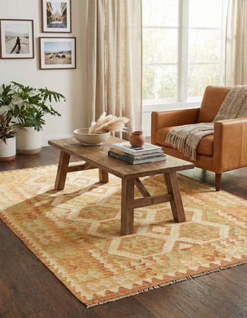 4' 10 x 6' 7 Hand Woven Kilim Waziri Wool Rug