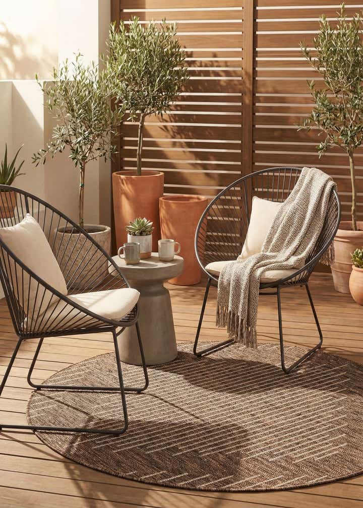 3' x 3' Easy-Clean Modern Indoor / Outdoor Round Rug