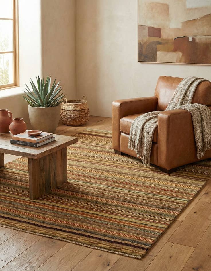 Detail image of 5' x 6' 8  Hand Knotted Modern Ziegler Rug