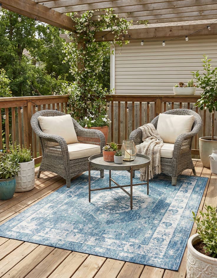 Detail image of 6' x 9'  Washable Traditional Indoor / Outdoor Rug