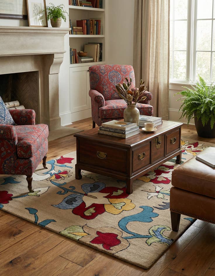 Detail image of 5' 1 x 8' Agra Wool Rug