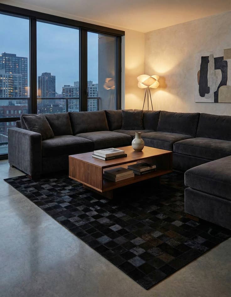 Detail image of  5' 3 x 8' 2 Cowhide - Patchwork Rug