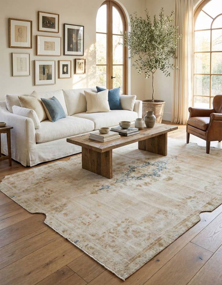 Detail image of 6' 8 x 9' 6  Hand Knotted Ultra Vintage Persian Wool Rug