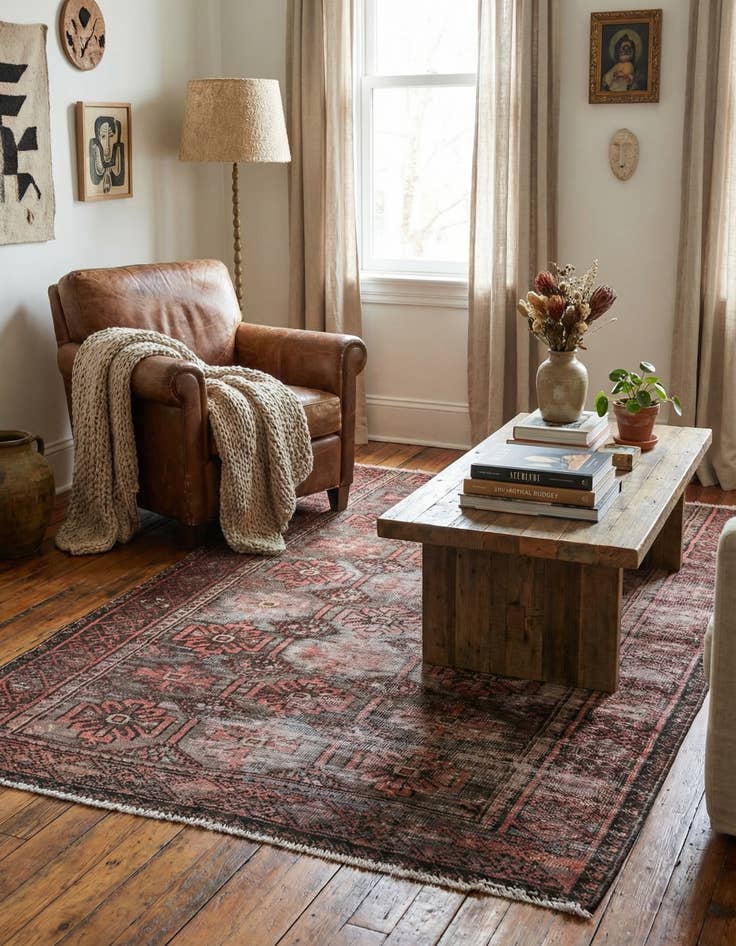 Detail image of 3' 5 x 4' 10  Hand Knotted Ultra Vintage Persian Wool Rug