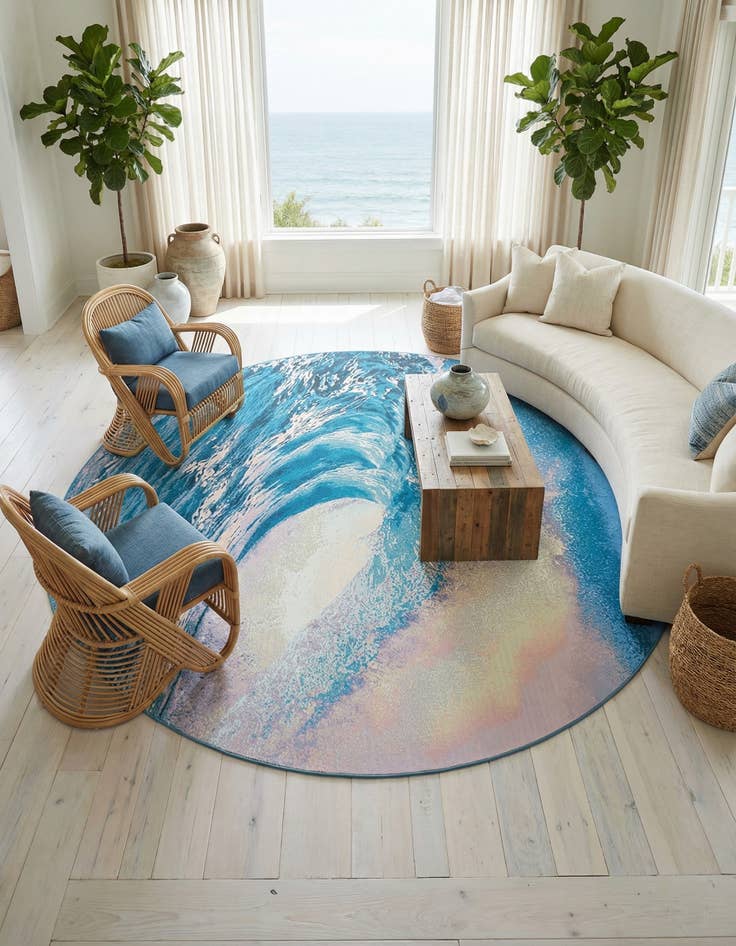 Detail image of 10' x 10'  Washable Modern Indoor / Outdoor Round Rug