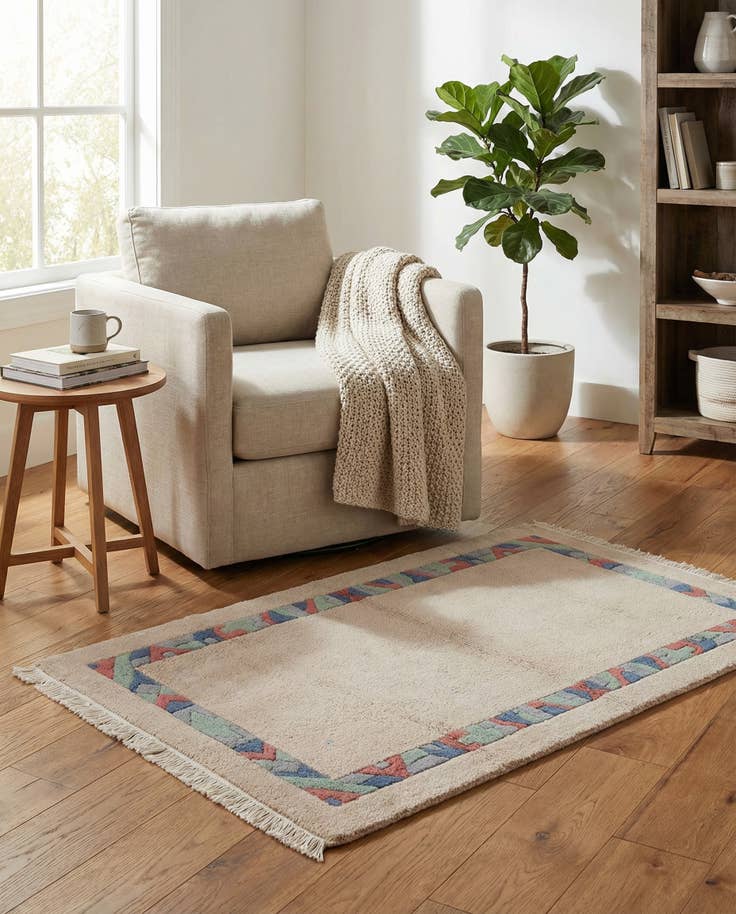 Detail image of 2' 7 x 4' 7 Hand Knotted Nepal Wool Rug