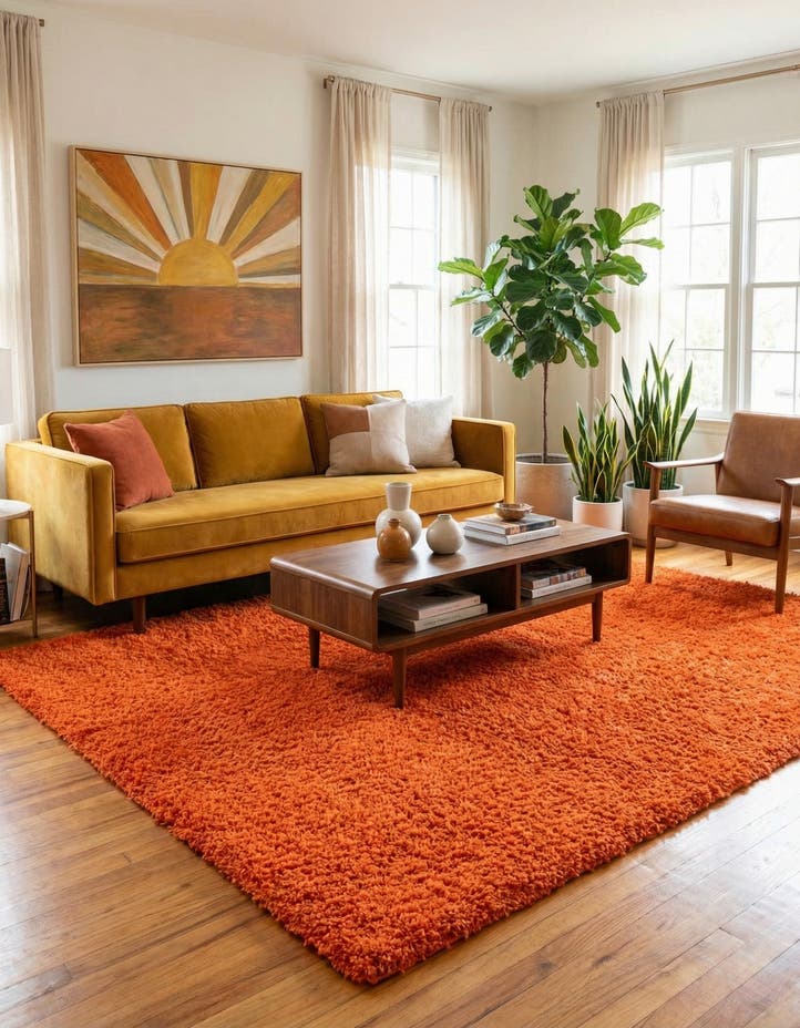 7' 10 x 11' Solid Shag Rug