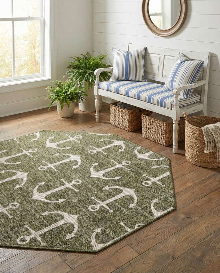 5' 3 x 5' 3 Easy-Clean Coastal Indoor / Outdoor Octagon Rug