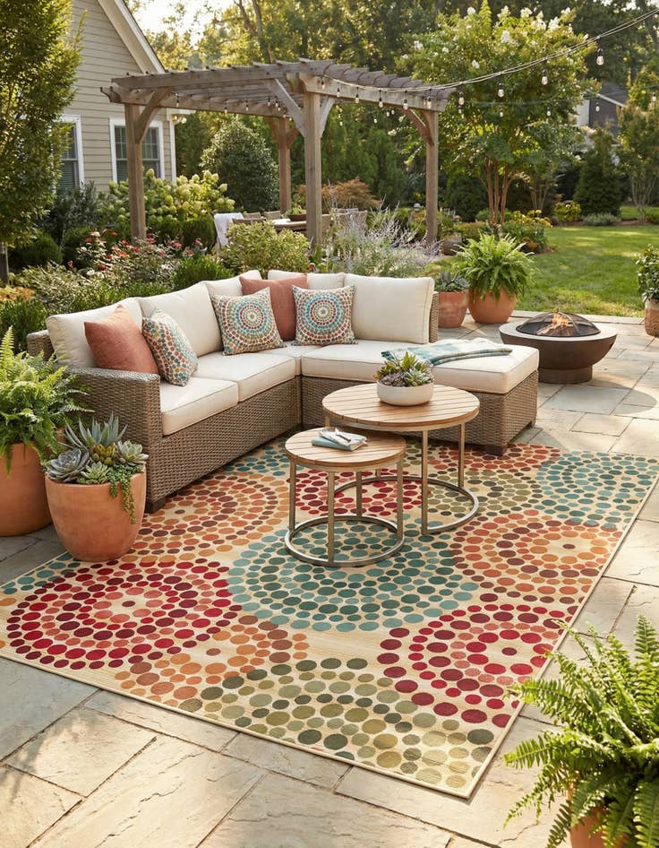 Detail image of 9' x 12'  Washable Modern Indoor / Outdoor Rug